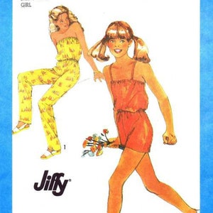 Girl's Simplicity Sewing Pattern 9435 1980 Jumpsuit with Short or Long Pants Size 14, Bust 32, Uncut