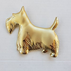 1980s Huge Terrier Goldtone Brooch