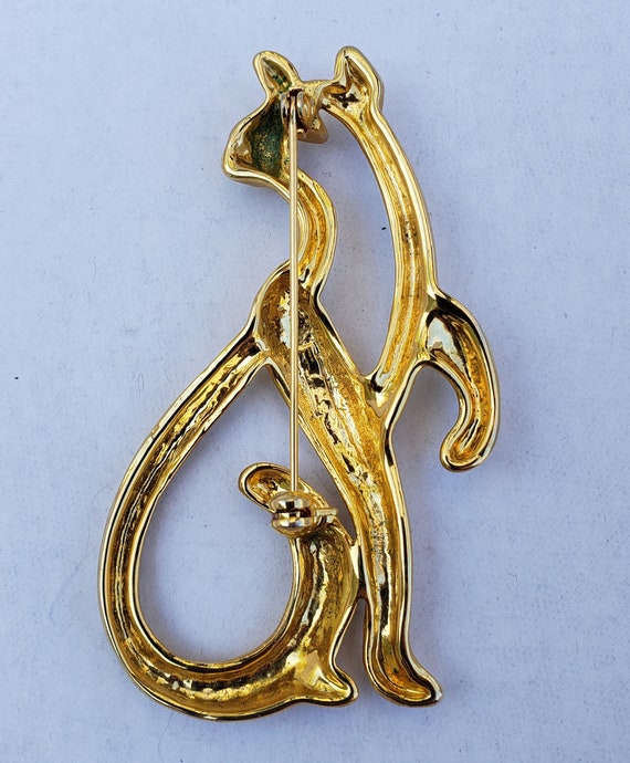 1980s Huge Cat Goldtone Brooch - image 2