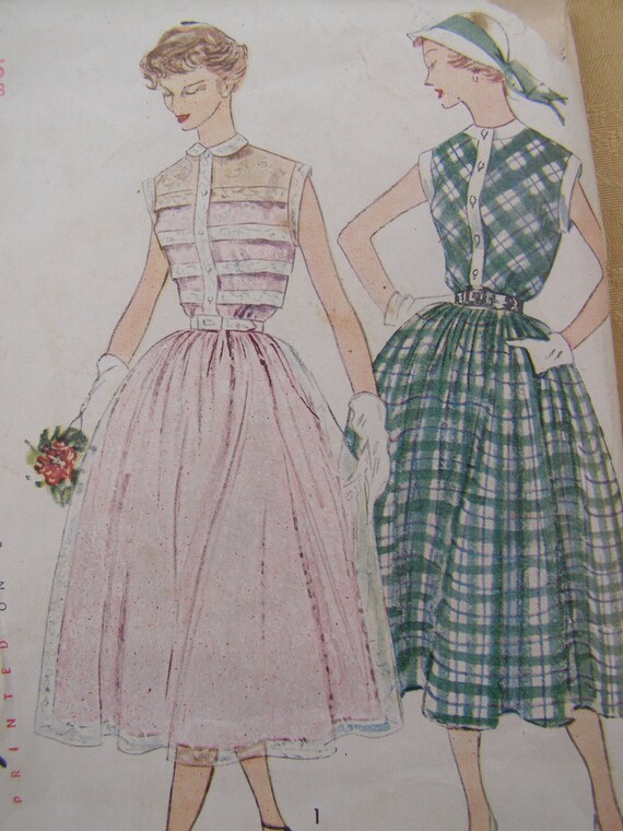 1950 Simplicity Dress in 2 Styles Semi Formal or Day Dress Sewing Pattern  3252, Size 15, Bust 33 - Etsy
