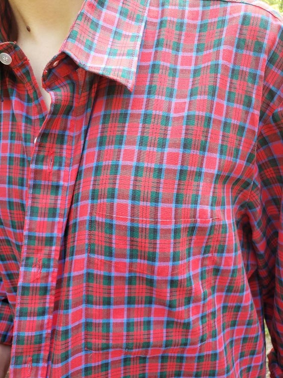 1980s Vintage Men's Lumberjack Red Plaid Shirt, S… - image 3