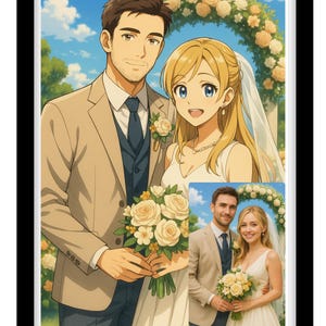 Custom Anime Wedding Portrait | Personalized Couple Illustration | Unique Anime Style Wedding Gift | Digital Artwork Anniversary Gift