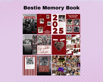 Bestie-geheugenboek, tijdschriftsjabloon, aangepast tijdschrift, canvassjabloon, gepersonaliseerd cadeau, digitaal cadeau, vriendschapscadeau, afdrukbare aandenken