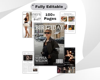 Birthday Magazine Template, Editable Personalized Gift for Best Friend Sister Mom, Aesthetic Custom Canva Photo Book, 100+ Pages Digital PDF