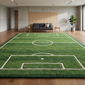Tappeto da campo da calcio trapuntato a mano / Tappeto verde da campo da calcio / Decorazione per cameretta e sala giochi