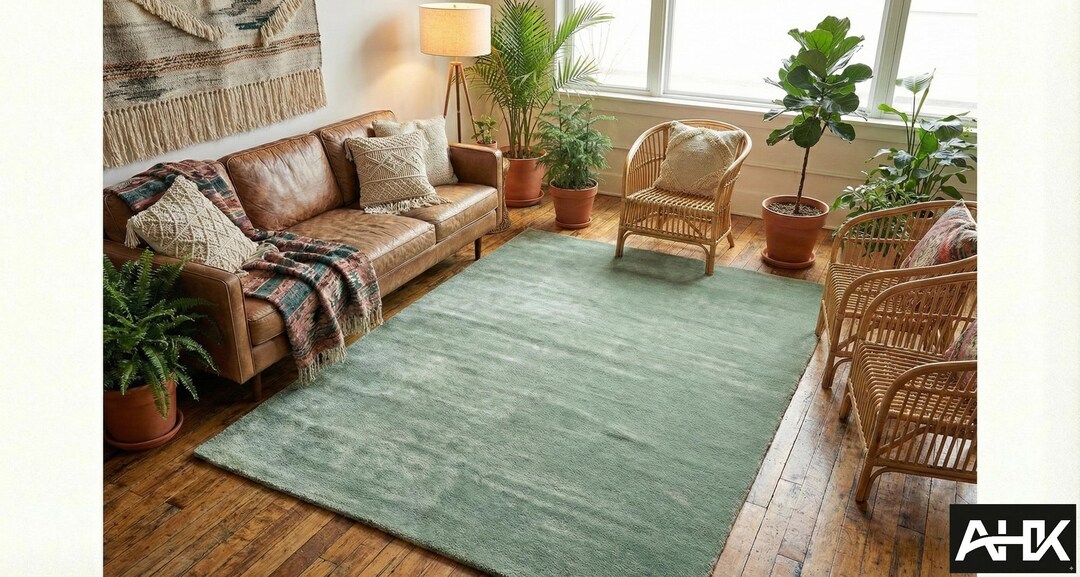 Hand Tufted Sage Green Wool Rug – Modern Plush Area Rug - Etsy