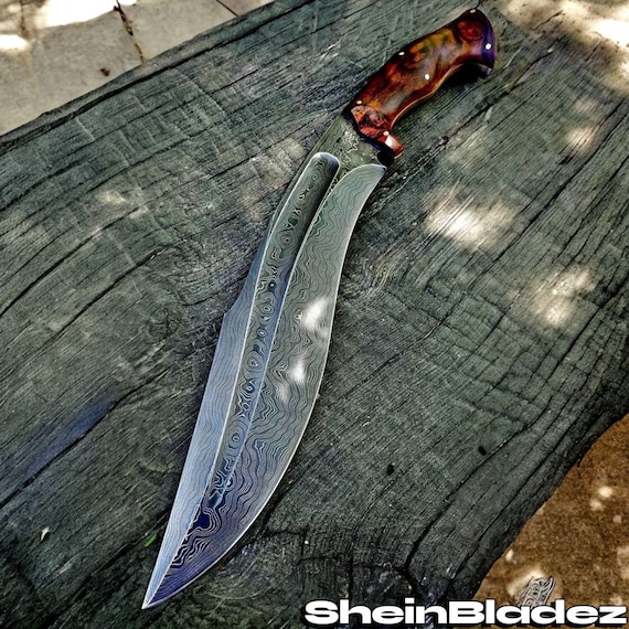 Handmade Damascus Steel Kukri Knife with Leather Holster Strap | Kukri Fighter | Best Kukri Machete | Best Gift for Men | Christmas Gift