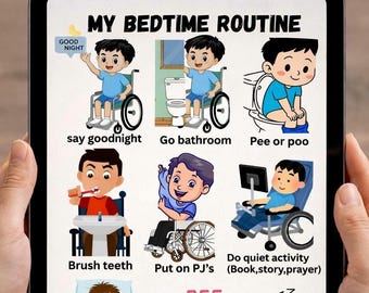 Bedtime Routine Chart | Visual Schedule for Autism, ADHD, Wheelchair Users (Digital Download)