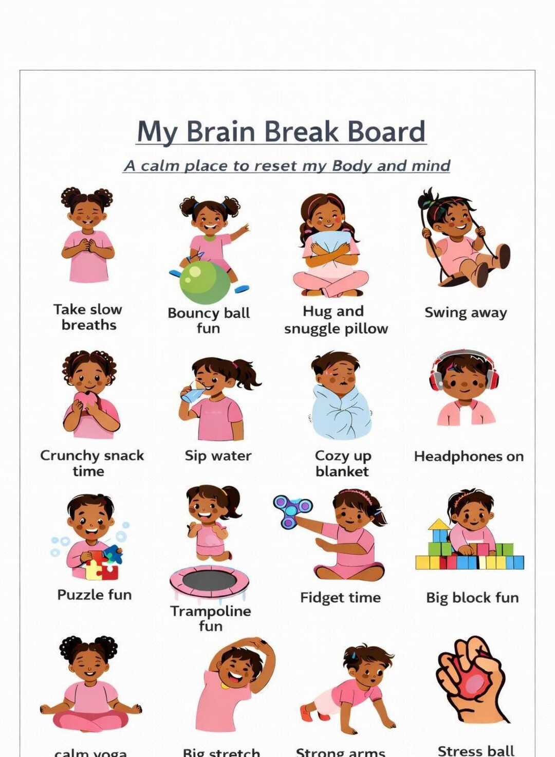 Brain Break Board | Calm Down Corner Visuals (PDF Download) Bundle - Etsy