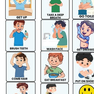 Paquete de gráficos de rutina matutina para niños: Horario visual adaptado a personas con autismo y TDAH (descarga digital)