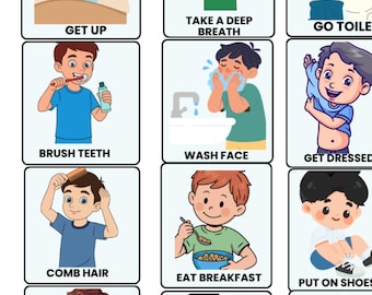 Kids Morning Routine Chart Bundle: Autism, ADHD Friendly Visual ...