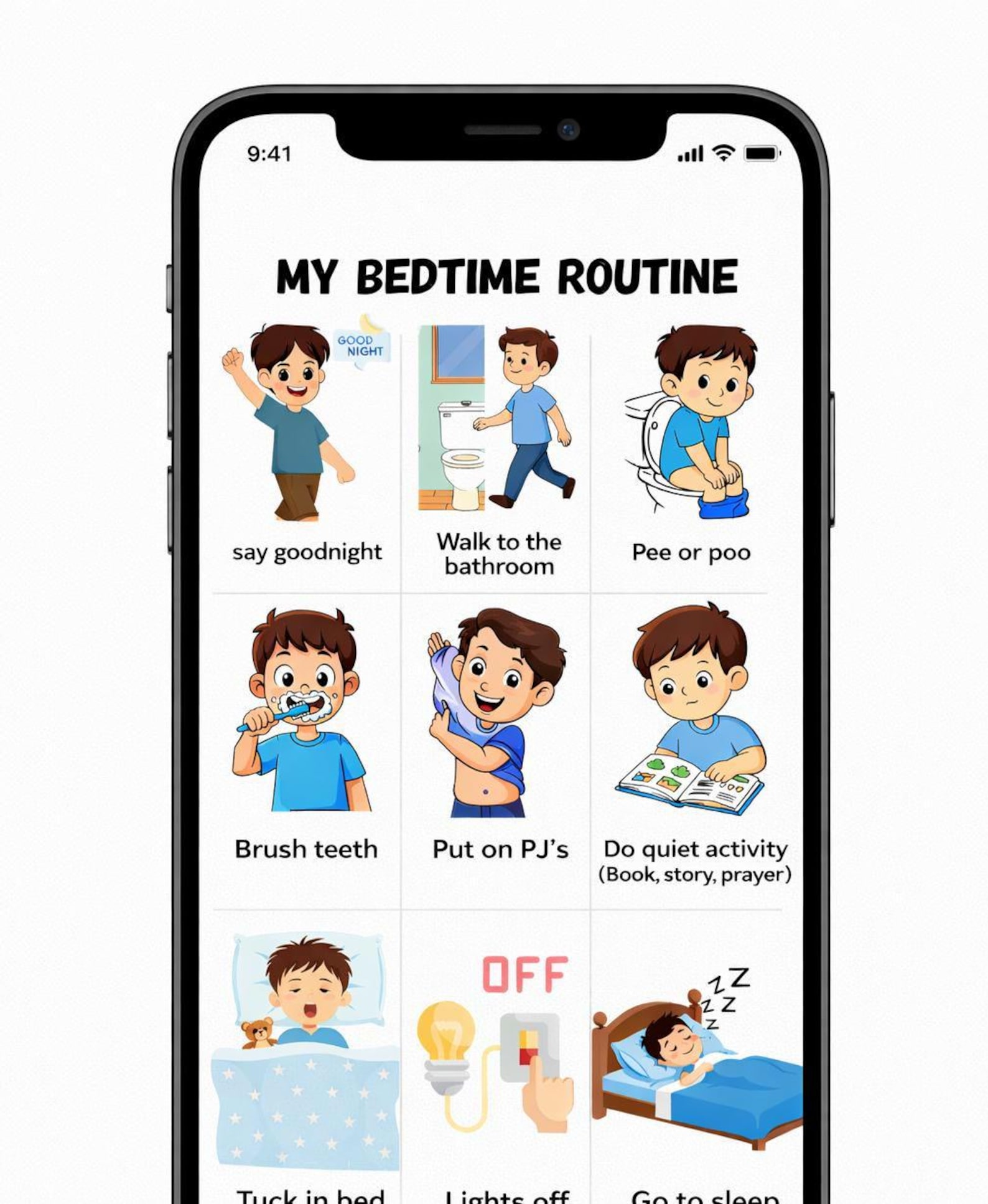 Kids Bedtime Routine Chart | Visual Aid for Autism & ADHD (printable ...