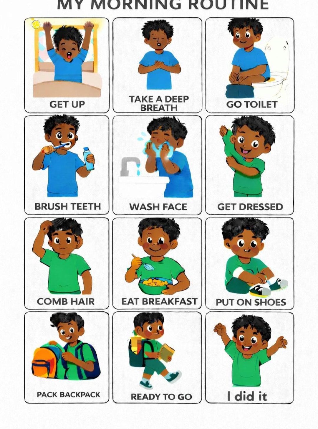 Morning Routine Chart Asd Kids Morning Routine Chart, Visual Schedule, Autism ADHD (printable PDF ...