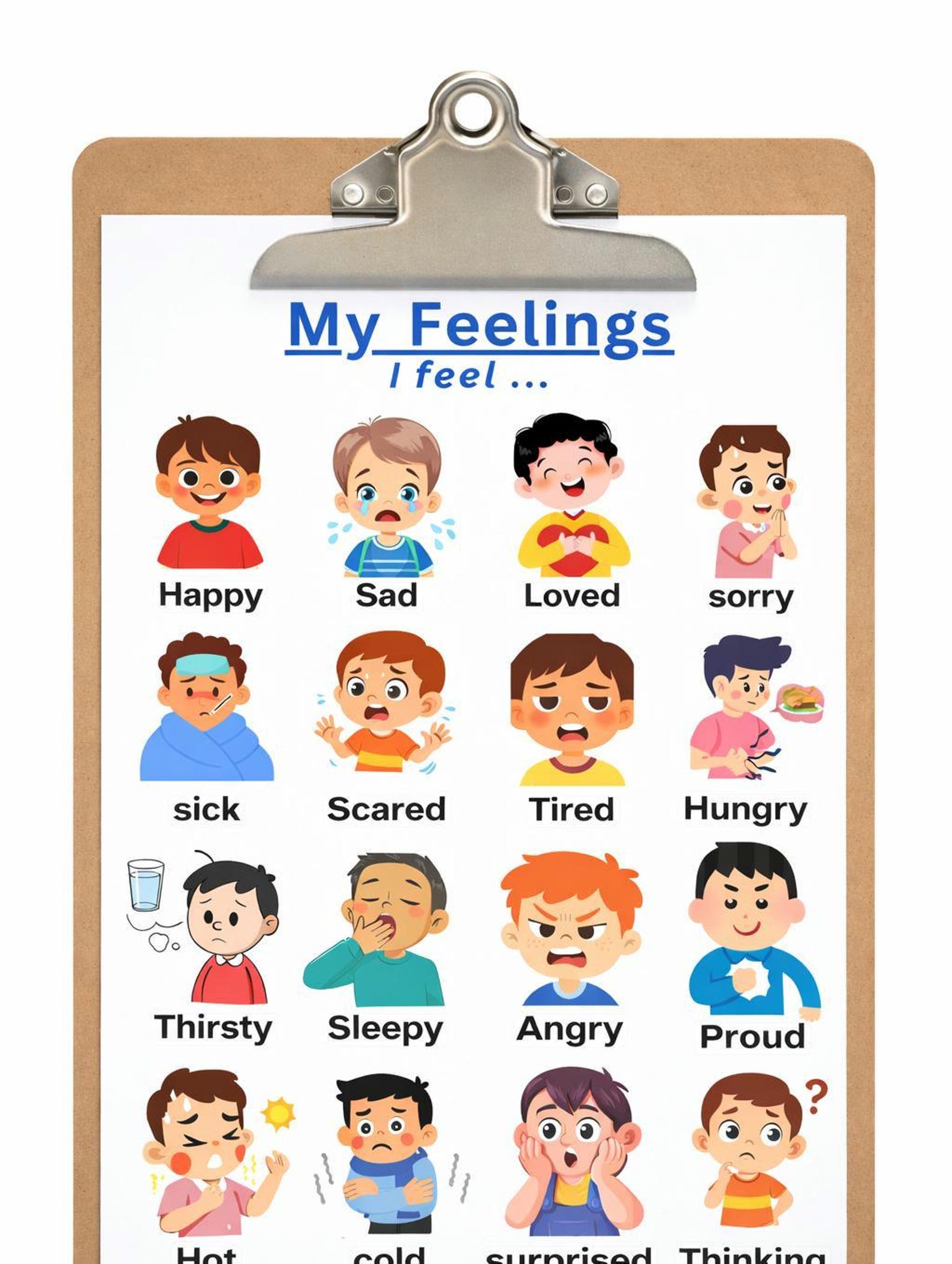 Kids Emotions Chart | Feelings Visual Support for SEL, Autism, ADHD ...