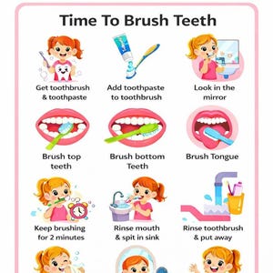 Routineschema's tandenpoetsen voor kinderen | Autisme ADHD-vriendelijk schema (digitale download)