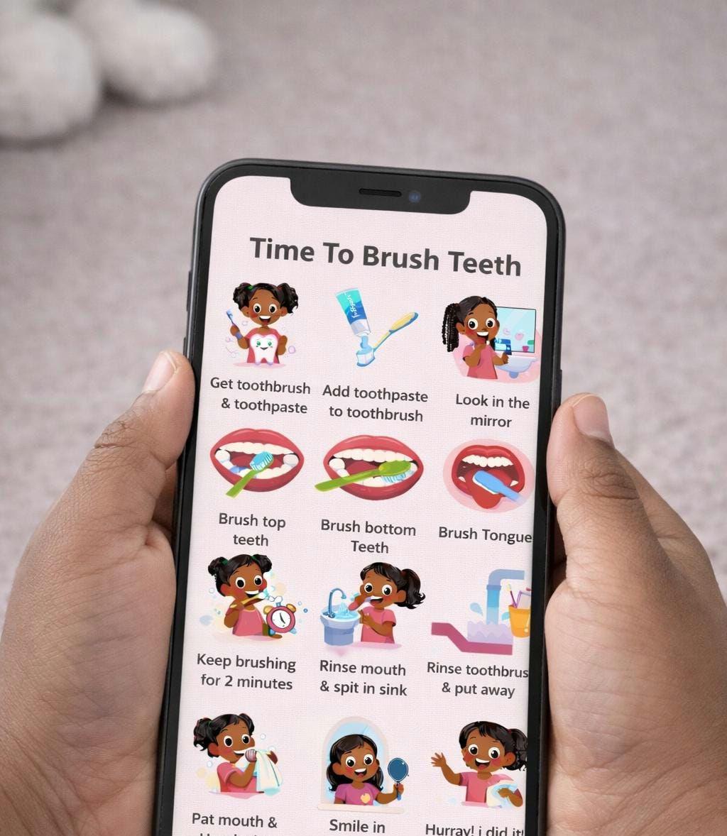 Brushing Teeth Visual Chart Bundle | Autism, ADHD Friendly (US Letter ...