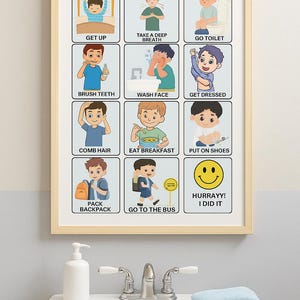 Kids Morning Routine Chart Bundle: Autism, ADHD Friendly Visual ...