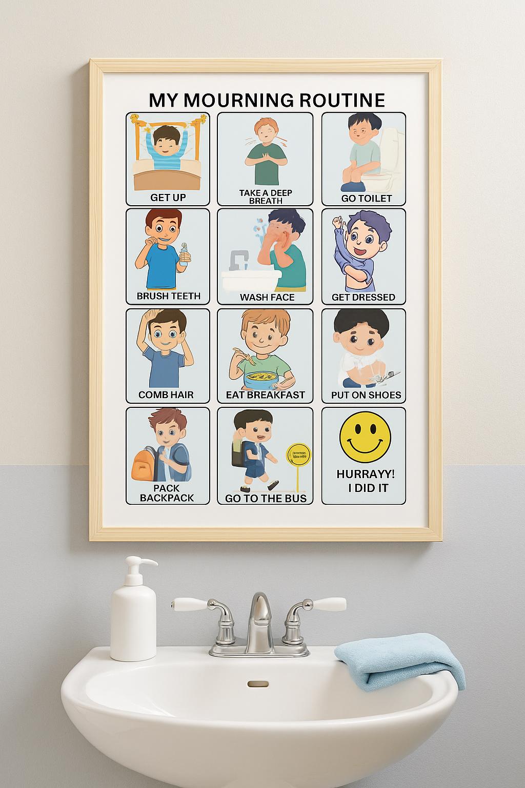 Kids Morning Routine Chart Bundle: Autism, ADHD Friendly Visual ...