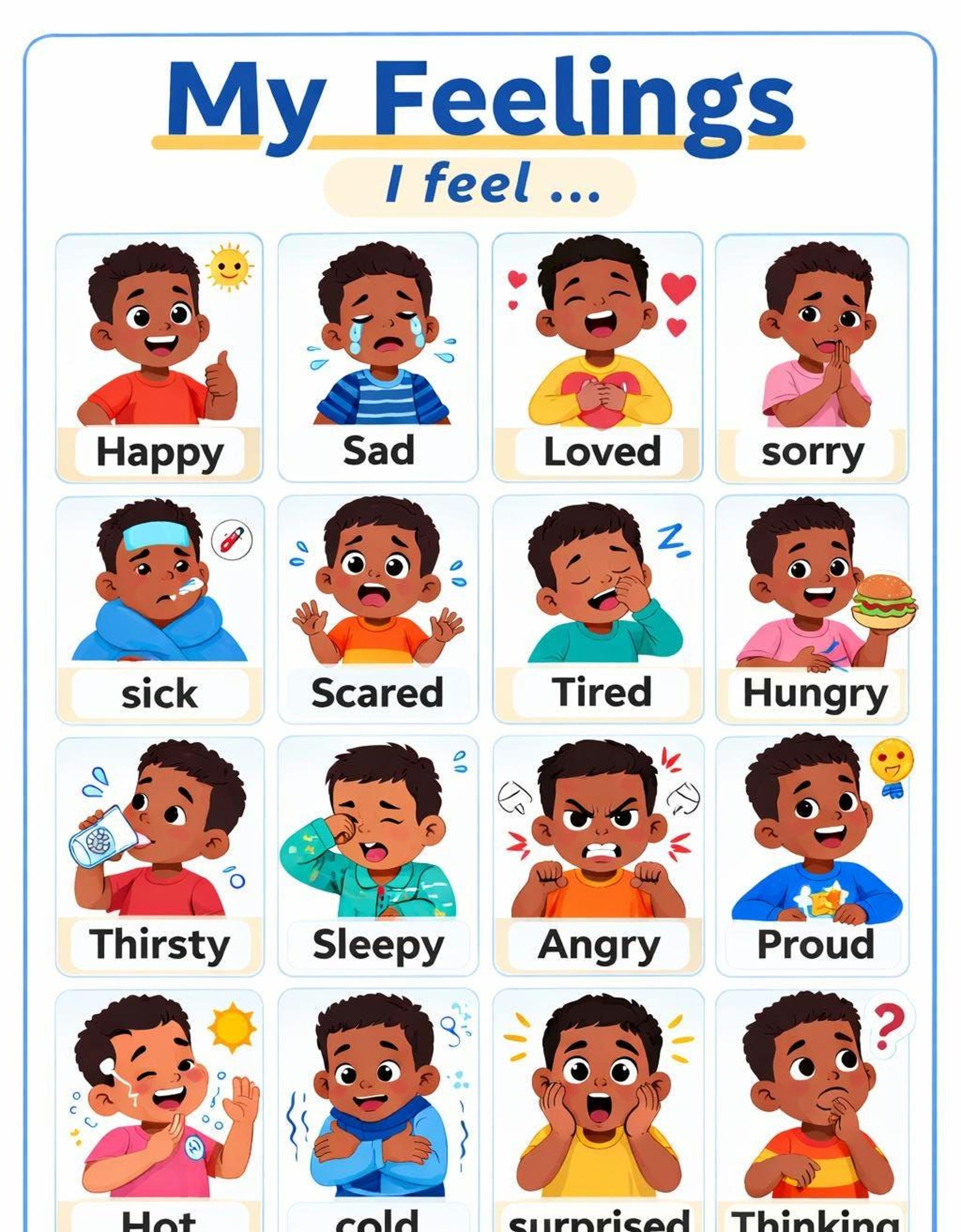 Emotions Feelings Chart Bundle for Kids | Autism ADHD Friendly (digital ...