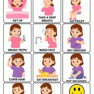 Morning Routine Chart Asd Kids Morning Routine Chart Bundle: Autism, ADHD Friendly Visual ...