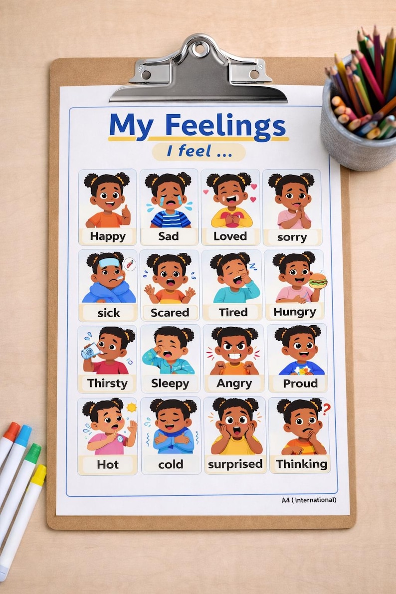 Emotions Feelings Chart Bundle for Kids | Autism ADHD Friendly (digital ...