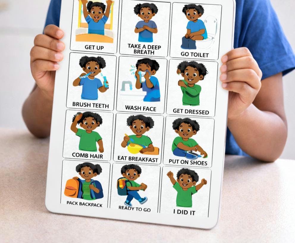 Kids Morning Routine Chart, Visual Schedule, Autism ADHD (printable PDF ...
