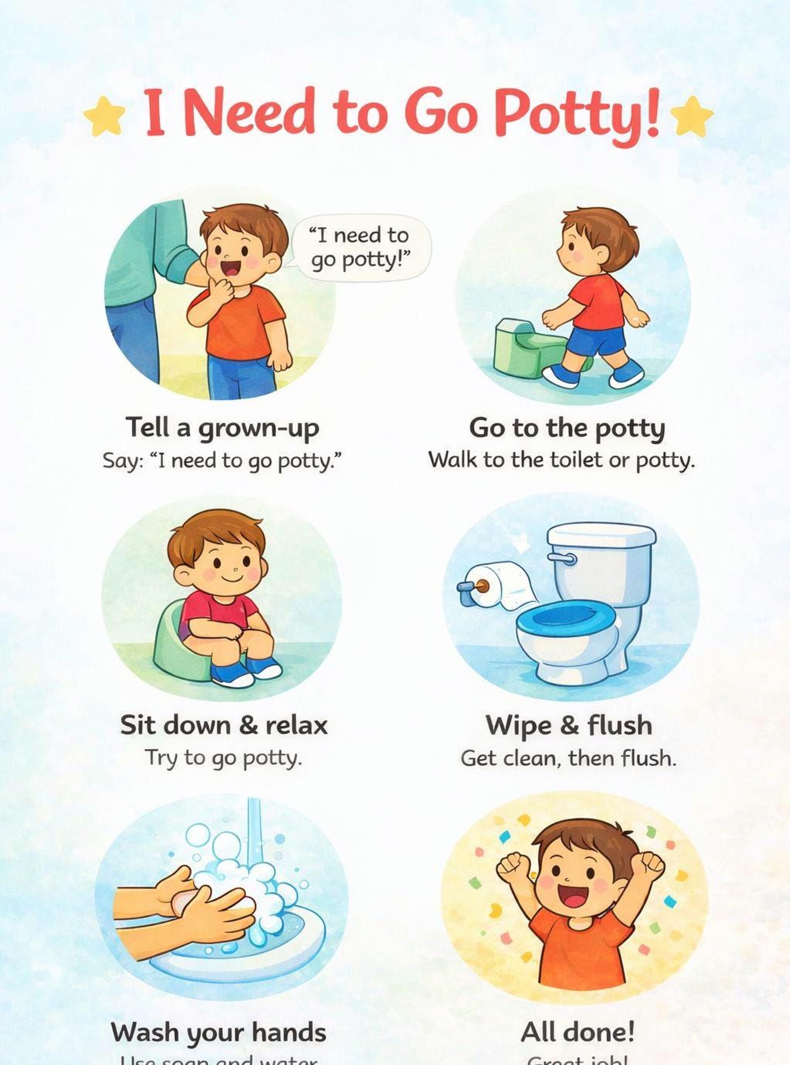 Potty Training Chart | Visual Routine for Toddlers, Autism & ADHD ...