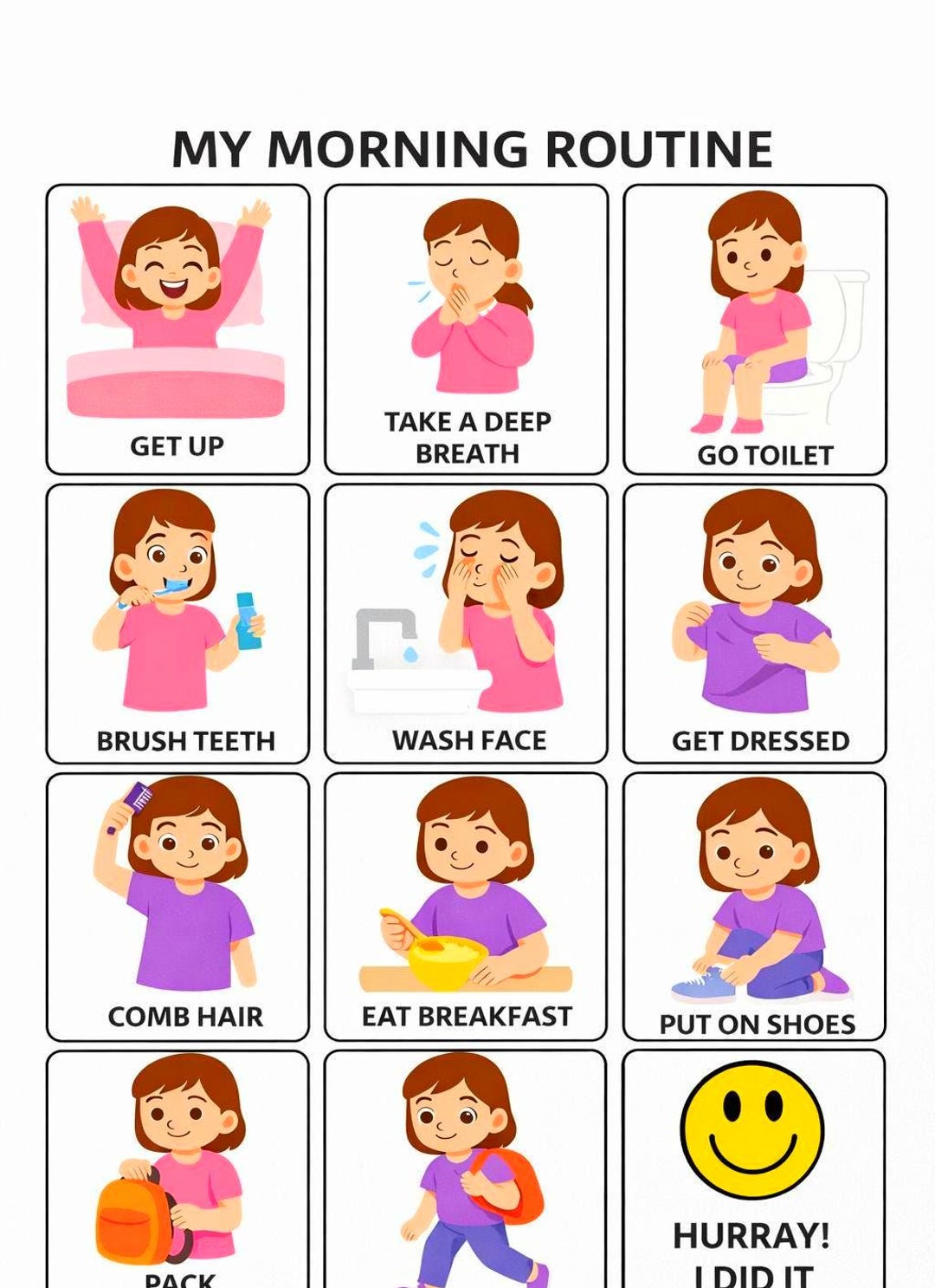 A Morning Routine For Kids Kids Morning Routine Charts Bundle| Visual Schedule (PDF) Boy/girl ...