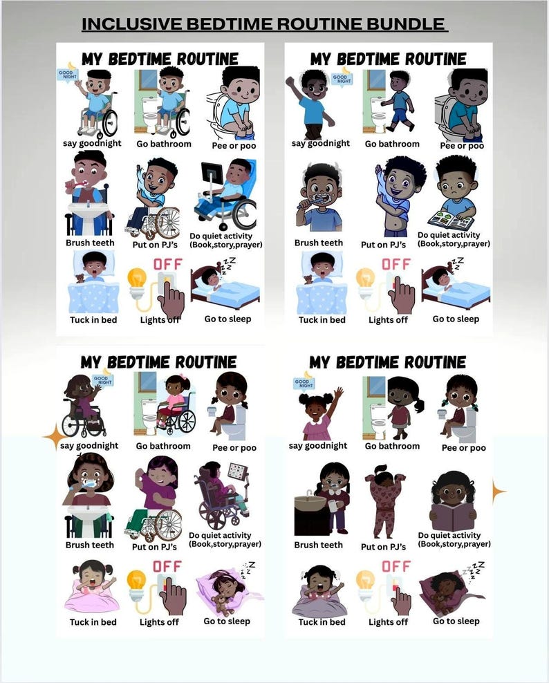 Bedtime Routine Chart for Kids| Autism & ADHD Visual Support (digital ...