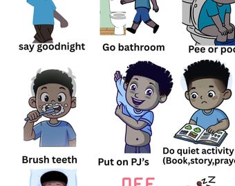 Bedtime Routine Chart for kids| Autism & ADHD visual Support (Digital Download) bundle