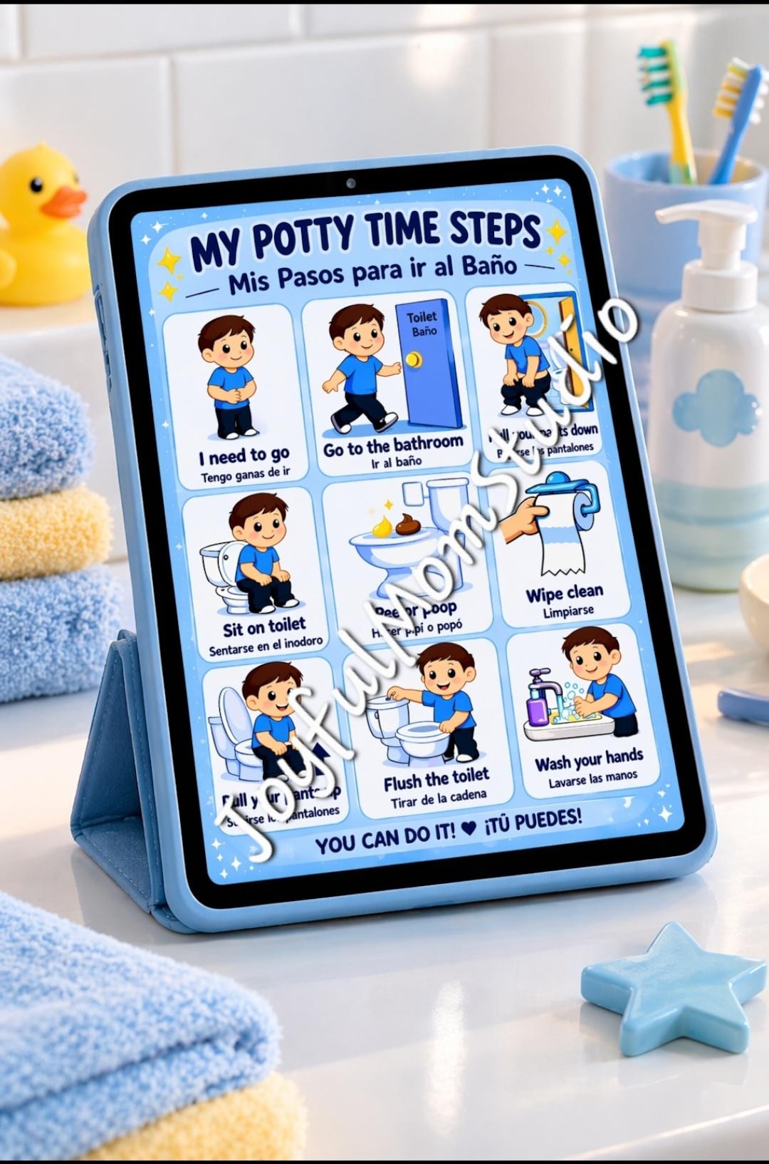 Potty Training Chart for Toddlers | Visual Steps, Bilingual Support ...