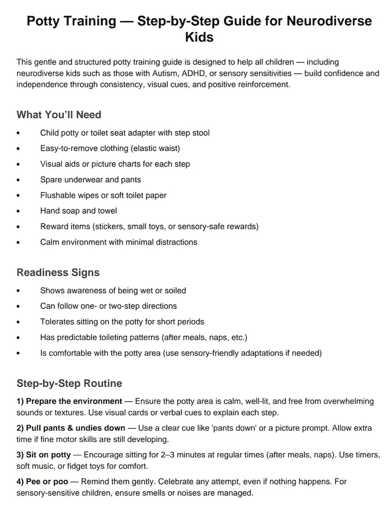 Neurodiverse Kids Potty Training Guide, Autism, ADHD, Sensory ... - Sensory Potty Training For Puppies With Adhd