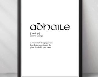 Abhaile Print: Irish Word for Home, Minimalist Wall Art