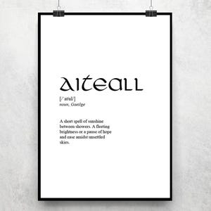 Aiteall Print: Irish Definition, Minimalist Wall Art, Unframed, A4 size (21 x 29.7cm)
