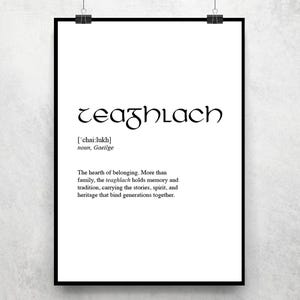 Teaghlach Print: Irish Family Definition, Minimalist Wall Art, Unframed, A4 size (21 x 29.7cm)