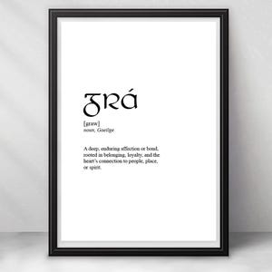 Grá Print: Irish Love Definition, Minimalist A4 Wall Art (unframed)