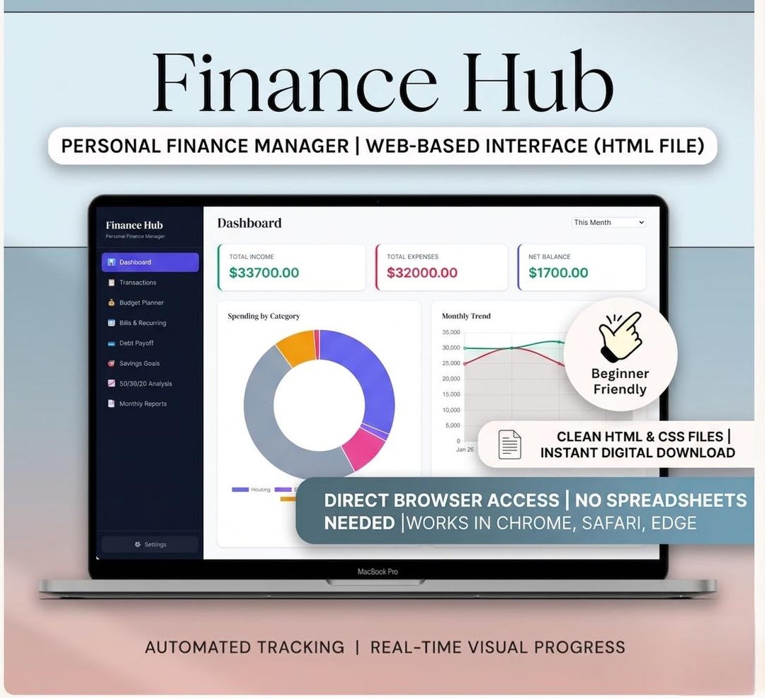 Ultimate Annual Tracker, All in One Personal Finance Tracker, Budget ...