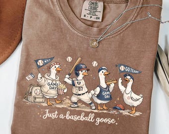 Comfort Colors® Baseball Shirt, Funny Goose Game Day Tee, Retro Sports Fan Shirt, Baseball Mom Gift, Tis The Season Vintage Graphic Tee SP12