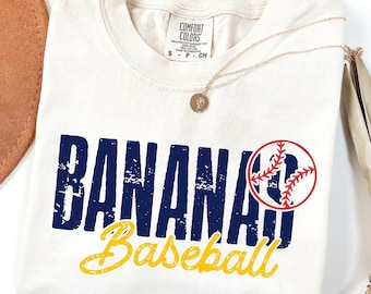 Comfort Colors Retro Banana Baseball Shirt, Funny Banana Sports Tee, Vintage Banana Team Tee, Baseball Lover Gift, Summer Game Day Tee SP17