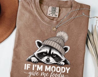 If I'm Moody Give Me Foody shirt, Comfort Colors Feral SweatShirt, Raccoon Crewneck, Sarcastic Gift, Gag Gift for Her, Gag Gift GN49