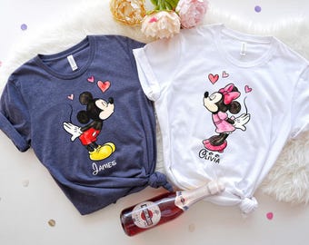 Personalized Retro Lover Mickey and Minnie Shirt, Valentine Gift Tee,Disney Couple Disney Matching Shirt,Disney Lover Valentines VL34