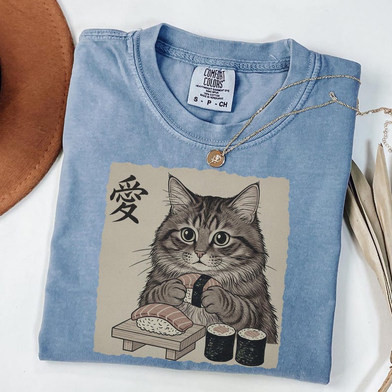 Comfort Colors® Ramen Cat Shirt, Cute Sushi Cat Sweatshirt, Kawaii Japanese Anime Cat Shirt, Anime Cat Tee, Japanese Tee, Ramen Lover GN50 bild 7