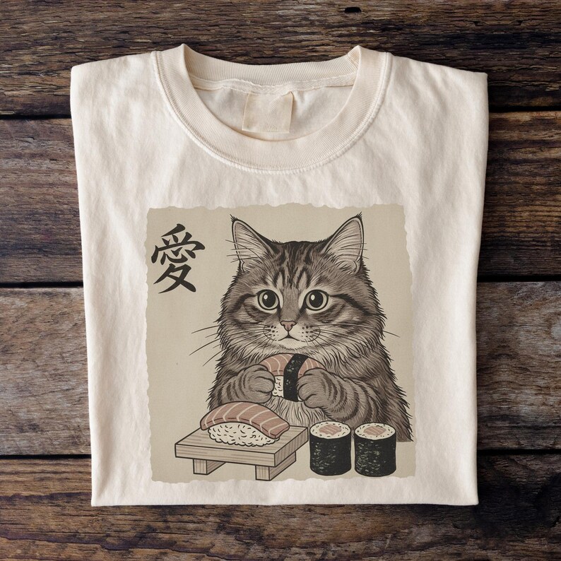 Comfort Colors® Ramen Cat Shirt, Cute Sushi Cat Sweatshirt, Kawaii Japanese Anime Cat Shirt, Anime Cat Tee, Japanese Tee, Ramen Lover GN50 bild 6