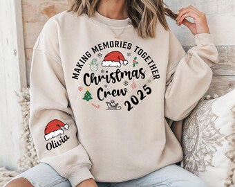 Custom Christmas Crew Sweatshirt- Matching Family Holiday Shirt, Xmas Pajamas Top, Toddler Sweater CM123