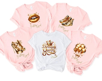 Custom Age Birthday Group Shirts, Personalized Matching Shirts Birthday Travel, Girls Trip Gifts, Birthday Crew Squad Drinking Shirt, B4