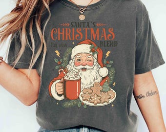 Retro Santa Shirt, Santas Christmas Blend Comfort Colors Christmas Tee, Women's Holiday Shirts, Vintage Santa Xmas Gift for Her CM294