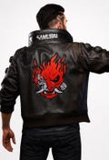 Samurai V Leather Bomber Jacket with LED Collar - HANDMADE product logo