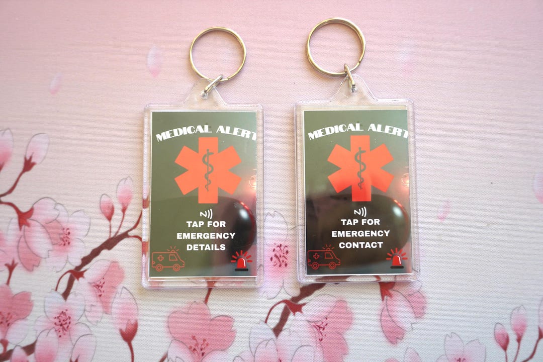 NFC Medical Alert Keychain | Emergency Contact, Acrylic Tag - Etsy