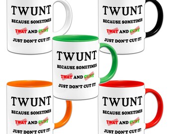 Twunt Funny 11oz Ceramic Gift Mug Coloured Handle/Inner