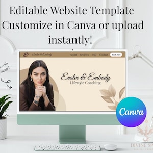 Canva-webbmall | Neutral feminin coachningssajt (direkt nedladdning)